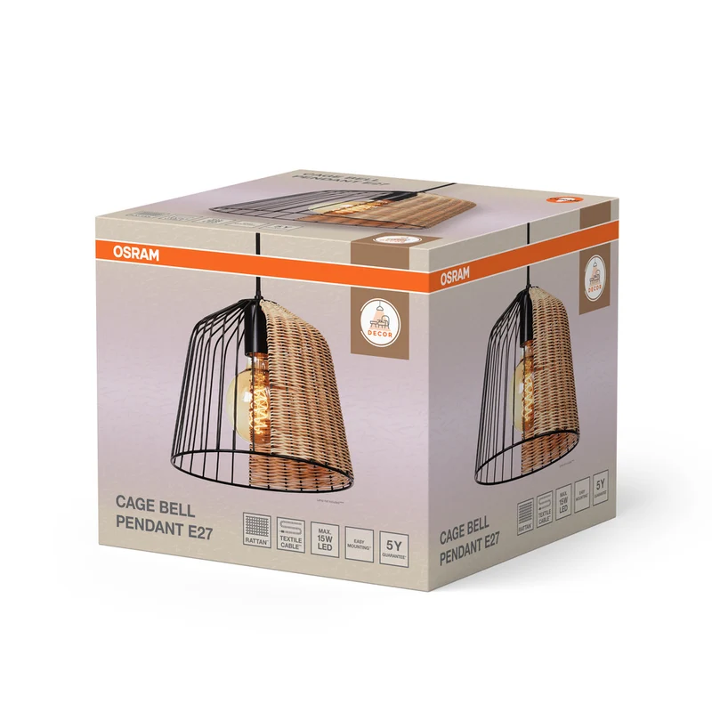 OSRAM DECOR Cage Bell Pendelleuchte, schwarz/braun, E27
