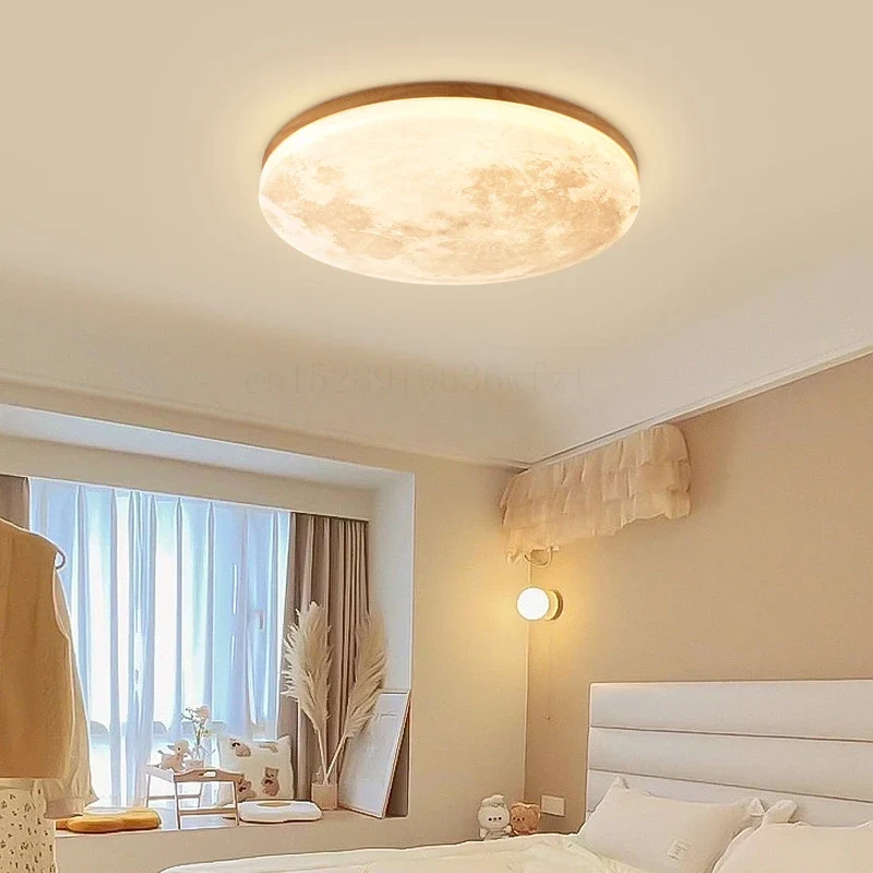 Mond LED Deckenleuchte mit Massivholz und Acryl für Schlafzimmer und Esszimmer