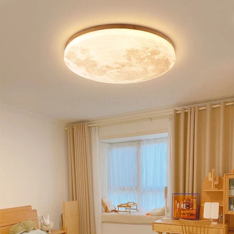 Mond LED Deckenleuchte mit Massivholz und Acryl für Schlafzimmer und Esszimmer