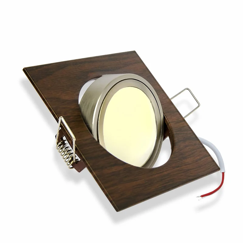 LED Einbaustrahler schwenkbar braun eckig Holz super flach 3-6,5W IP40 230 Volt