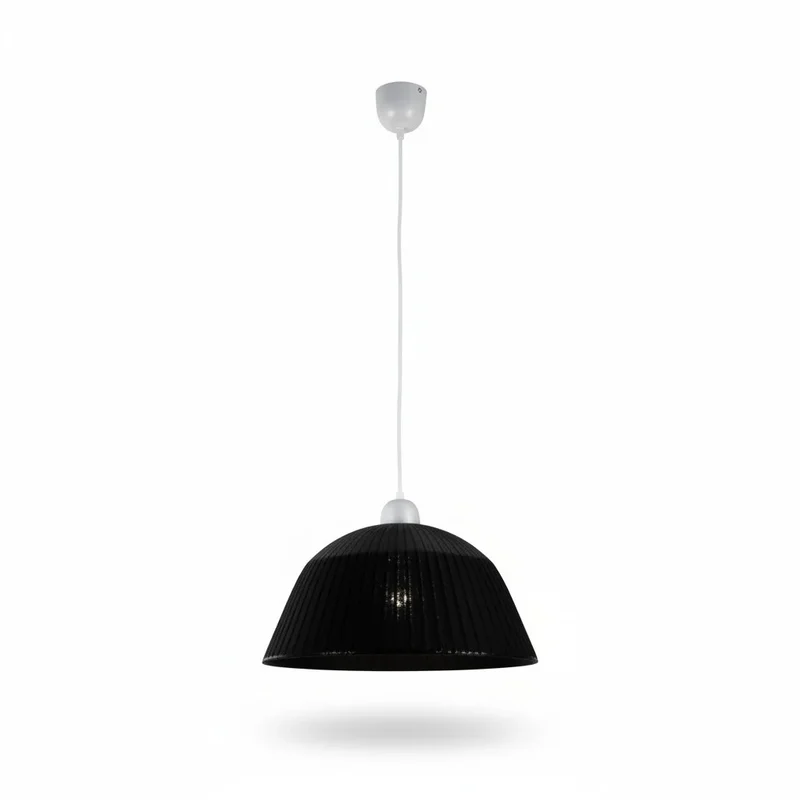 RATTAN87 Pendelleuchte Schwarz – 1-flammige Rattan-Hängeleuchte Ø40 cm, E27