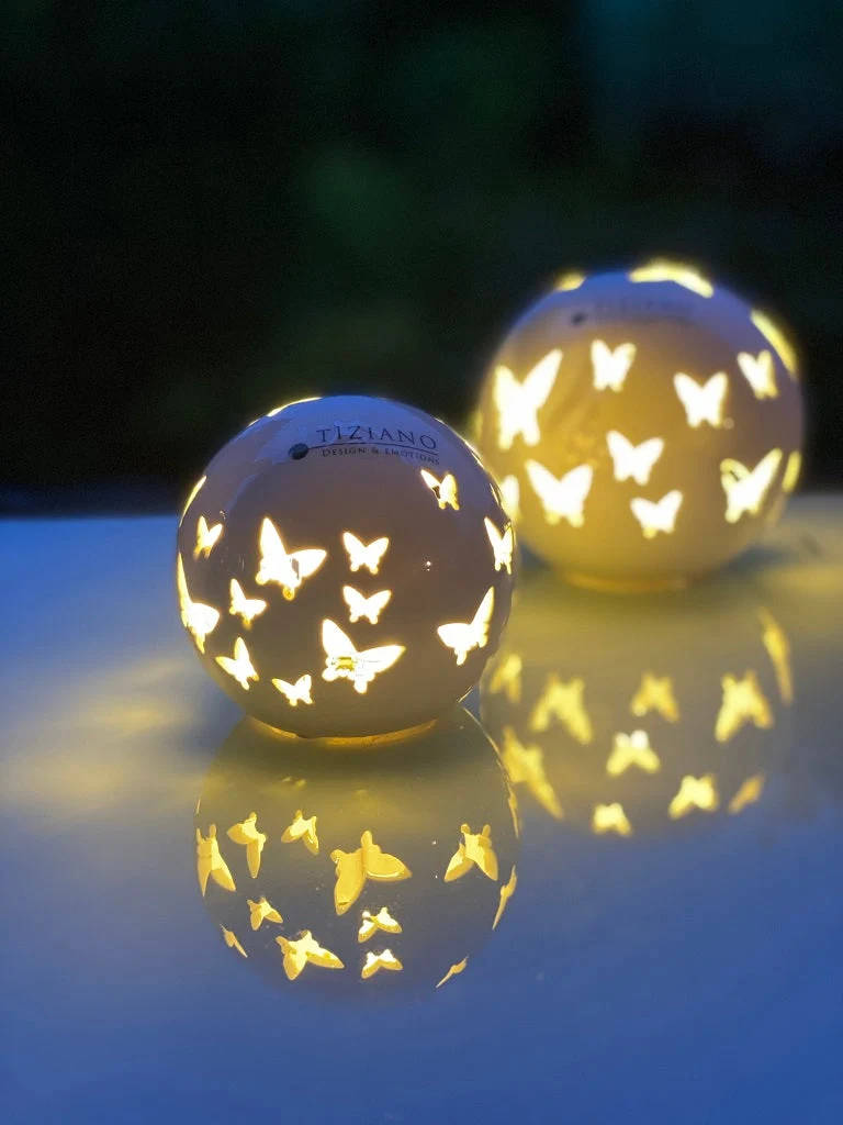 Dekoset Glas Alone mit LED Kugel Ciliana