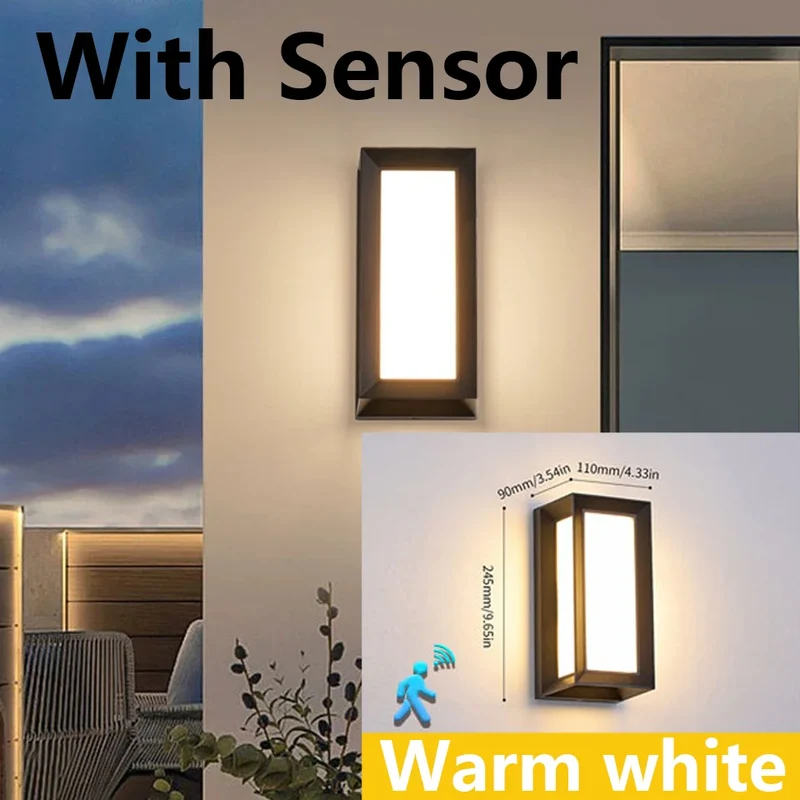 Moderne LED Außenwandleuchte mit Bewegungsmelder für Garten und Veranda