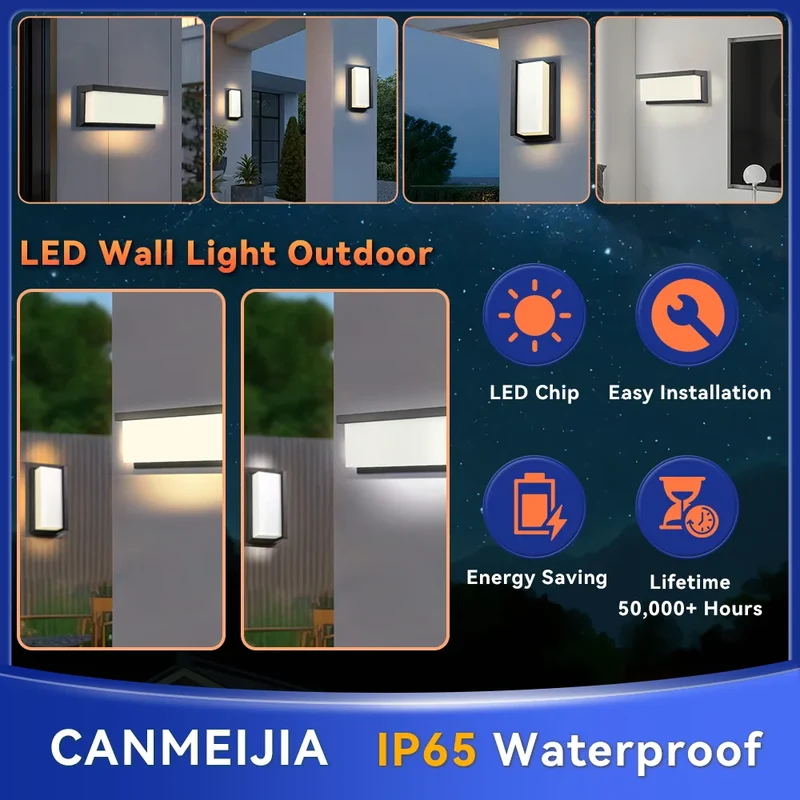 Moderne Quadratische LED Wandleuchte für minimalistischen Außen und Innenbereich