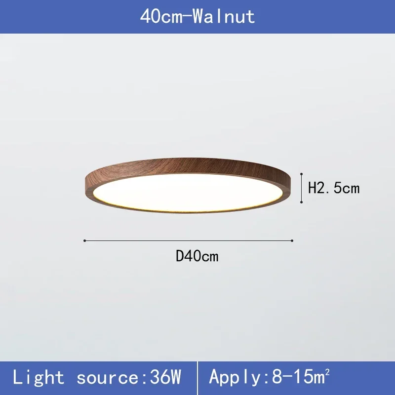 Runde Ultra-Flache LED Deckenleuchte Holzmaserung für Wohnzimmer und Esszimmer