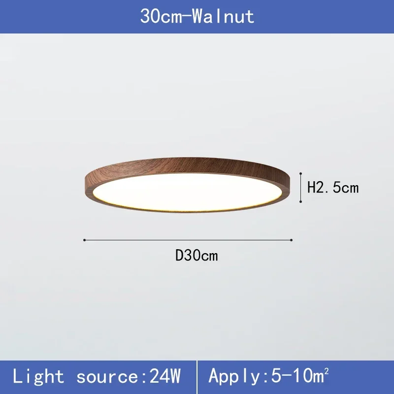 Runde Ultra-Flache LED Deckenleuchte Holzmaserung für Wohnzimmer und Esszimmer