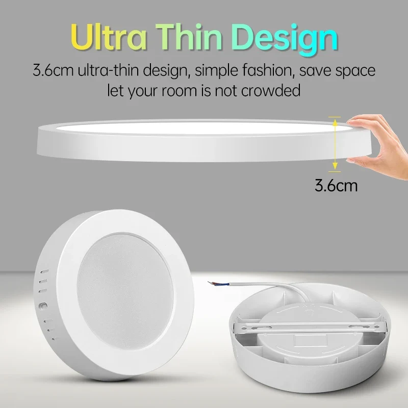 Ultra-Flache LED Deckenleuchte Rund und Eckig 15W–30W für alle Zimmer