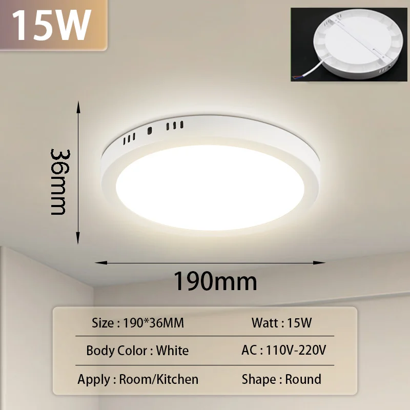 Ultra-Flache LED Deckenleuchte Rund und Eckig 15W–30W für alle Zimmer