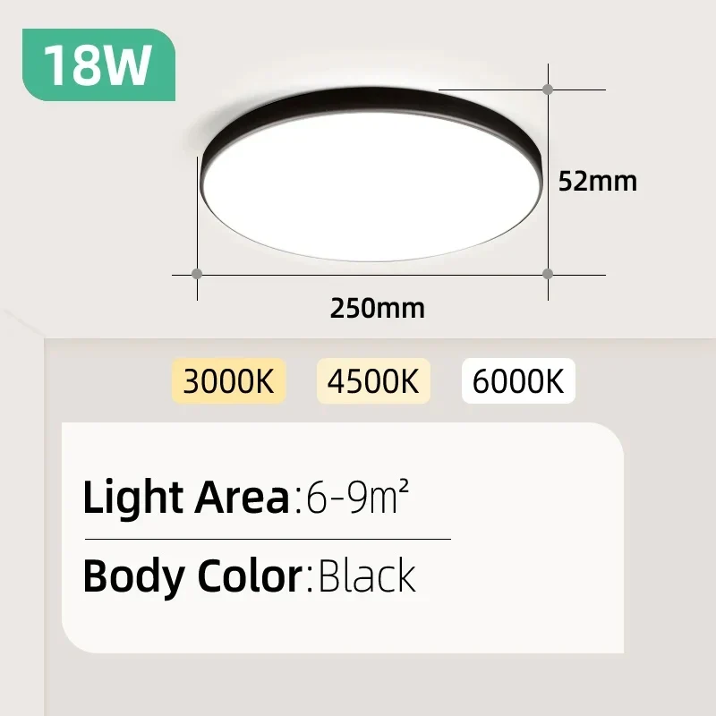 Ultra-Flache LED Deckenleuchte Rund und Eckig 15W–30W für alle Zimmer