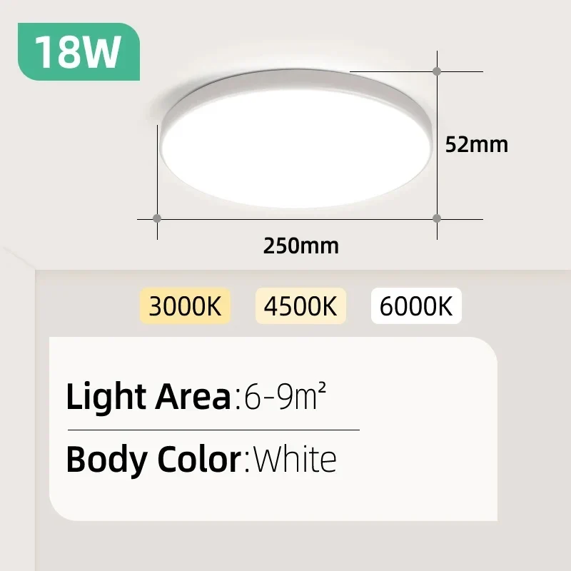 Ultra-Flache LED Deckenleuchte Rund und Eckig 15W–30W für alle Zimmer