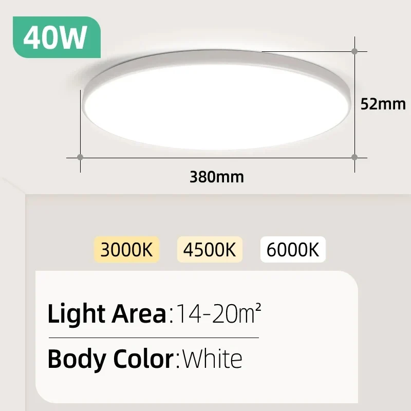 Ultra-Flache LED Deckenleuchte Rund und Eckig 15W–30W für alle Zimmer