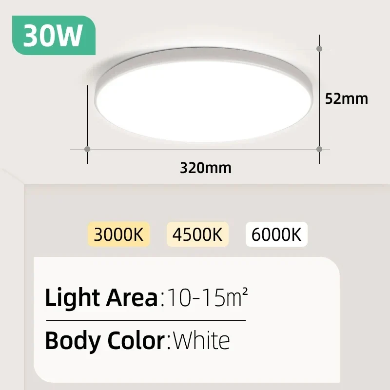 Ultra-Flache LED Deckenleuchte Rund und Eckig 15W–30W für alle Zimmer
