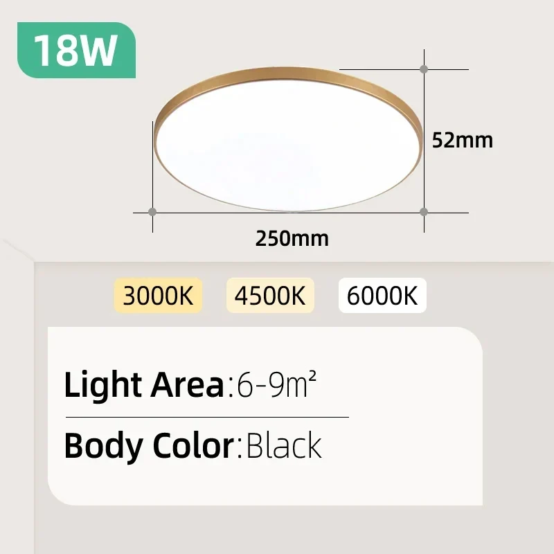 Ultra-Flache LED Deckenleuchte Rund und Eckig 15W–30W für alle Zimmer