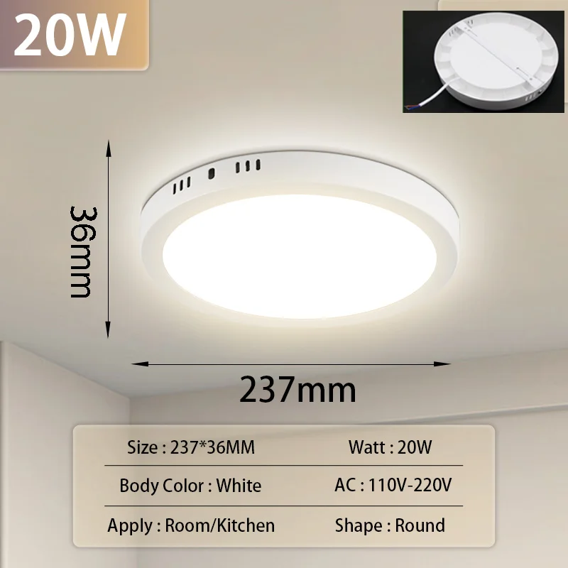 Ultra-Flache LED Deckenleuchte Rund und Eckig 15W–30W für alle Zimmer