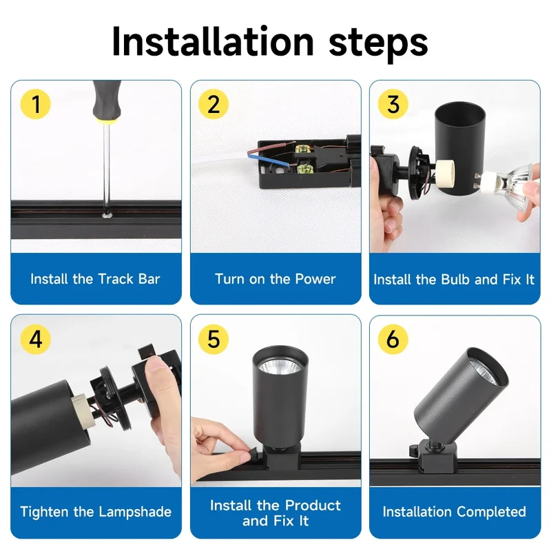 Modernes GU10 LED Schienensystem 1–6 Spots für Küche und Ladenbeleuchtung