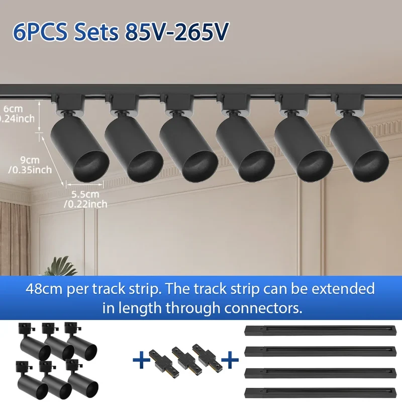 Modernes GU10 LED Schienensystem 1–6 Spots für Küche und Ladenbeleuchtung