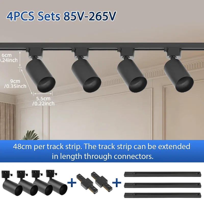 Modernes GU10 LED Schienensystem 1–6 Spots für Küche und Ladenbeleuchtung