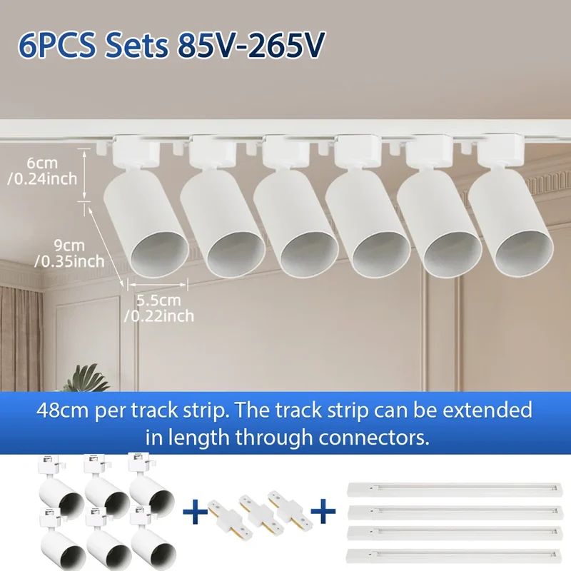 Modernes GU10 LED Schienensystem 1–6 Spots für Küche und Ladenbeleuchtung