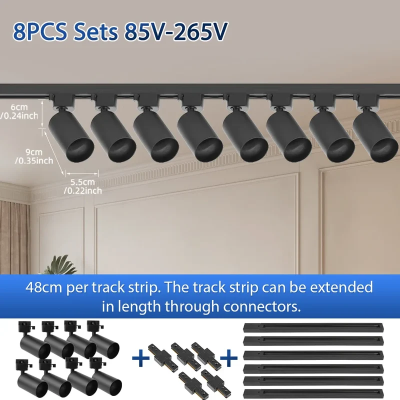 Modernes GU10 LED Schienensystem 1–6 Spots für Küche und Ladenbeleuchtung