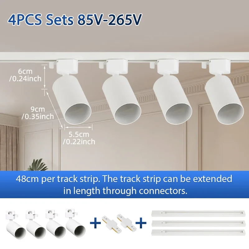 Modernes GU10 LED Schienensystem 1–6 Spots für Küche und Ladenbeleuchtung