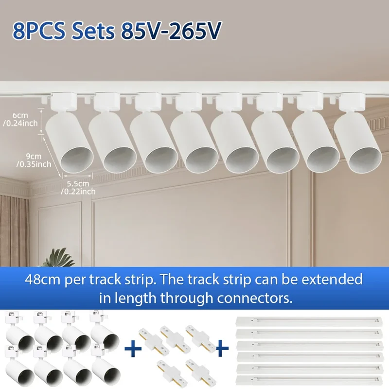 Modernes GU10 LED Schienensystem 1–6 Spots für Küche und Ladenbeleuchtung