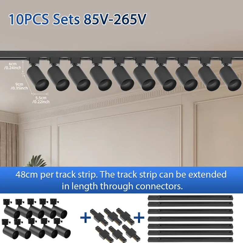 Modernes GU10 LED Schienensystem 1–6 Spots für Küche und Ladenbeleuchtung
