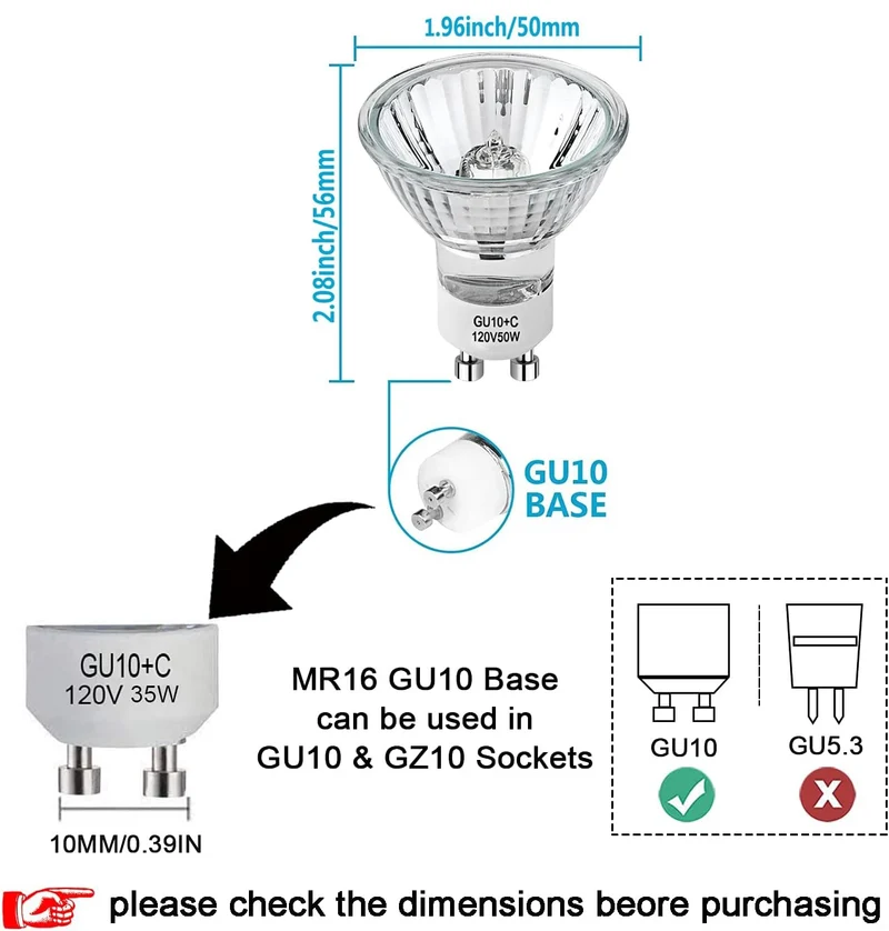 MR16 GU10 Halogenlampen 35W und 50W für Einbaustrahler und Dunstabzugshauben