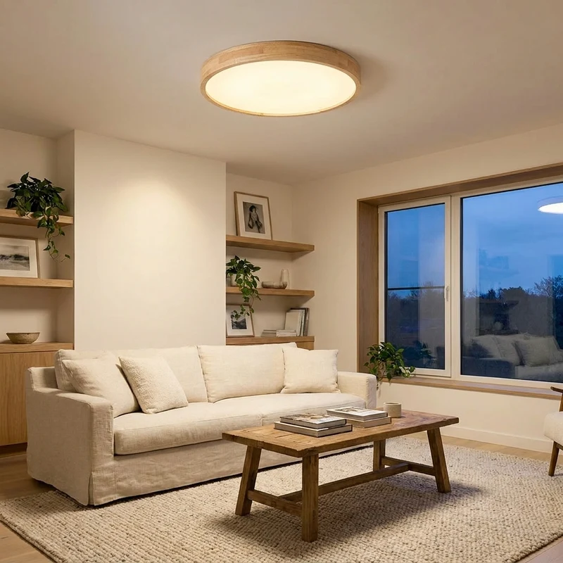 LED Deckenleuchte Holzmaserung 12W–48W Dreibereich für Küche und Schlafzimmer