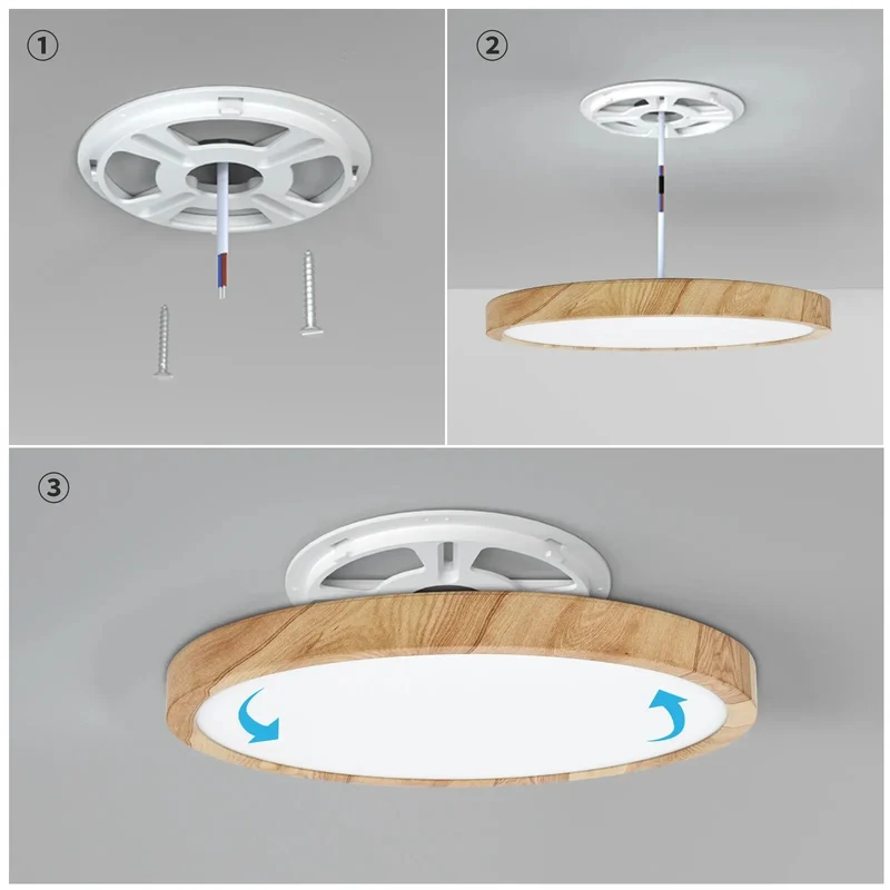 LED Deckenleuchte Holzmaserung 12W–48W Dreibereich für Küche und Schlafzimmer
