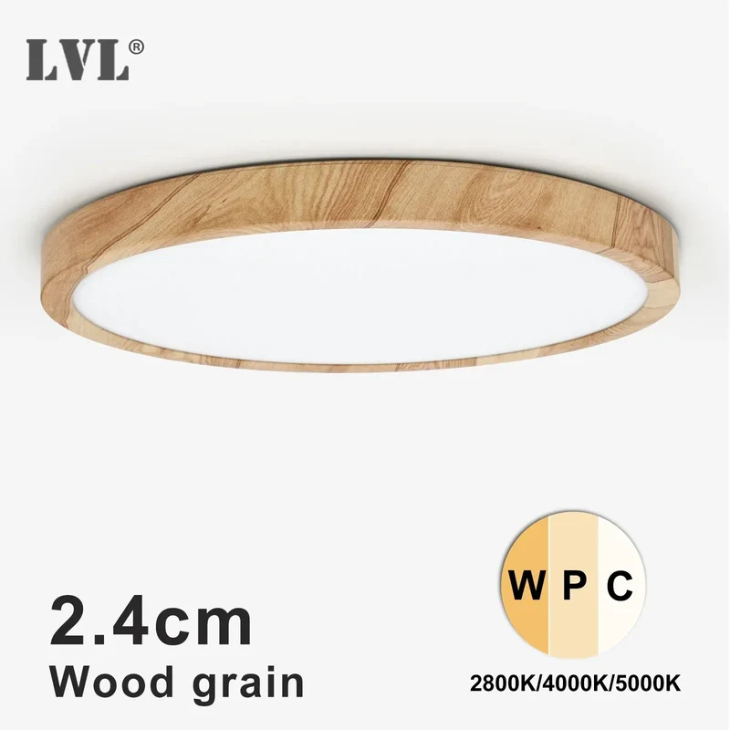 LED Deckenleuchte Holzmaserung 12W–48W Dreibereich für Küche und Schlafzimmer