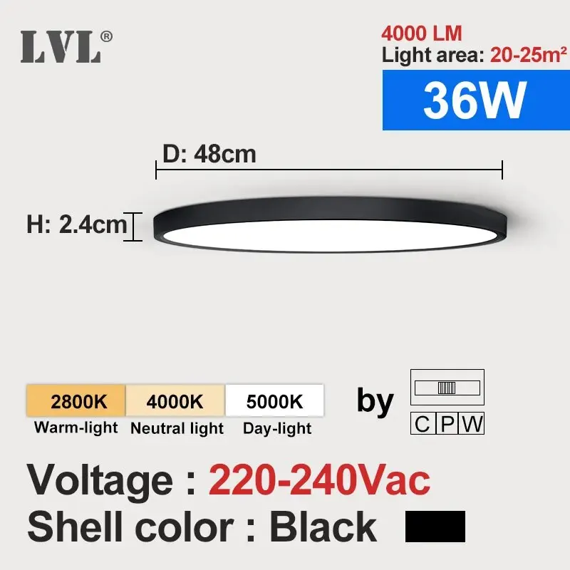 LED Deckenleuchte Holzmaserung 12W–48W Dreibereich für Küche und Schlafzimmer