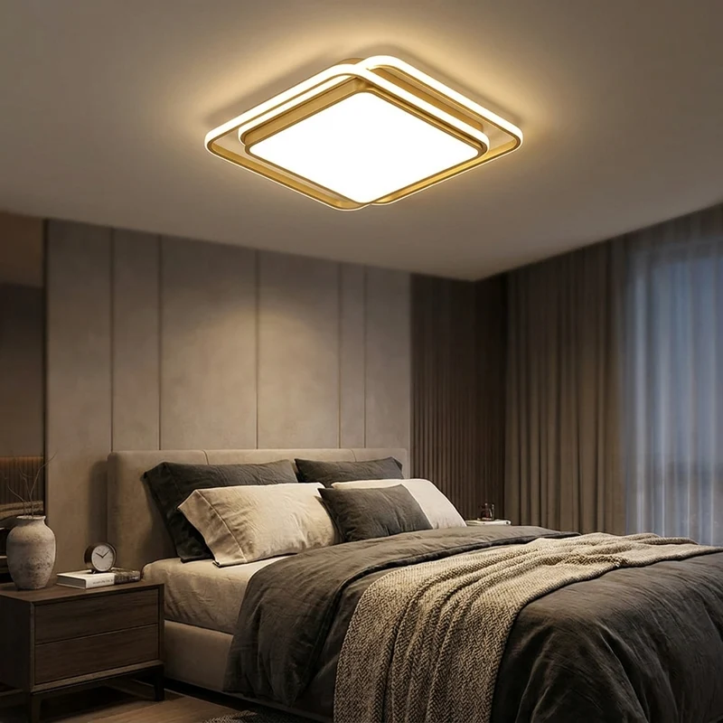 Moderne LED Deckenleuchte Gold und Schwarz mit Dreifarbschaltung für Wohnräume
