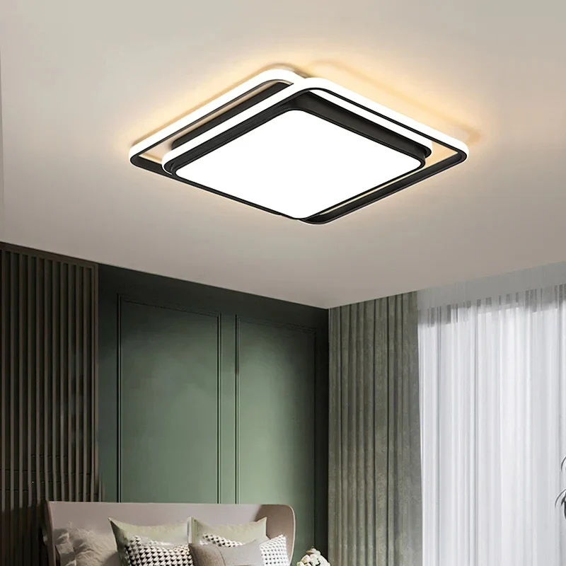 Moderne LED Deckenleuchte Gold und Schwarz mit Dreifarbschaltung für Wohnräume