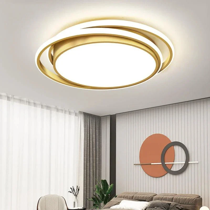 Moderne LED Deckenleuchte Gold und Schwarz mit Dreifarbschaltung für Wohnräume