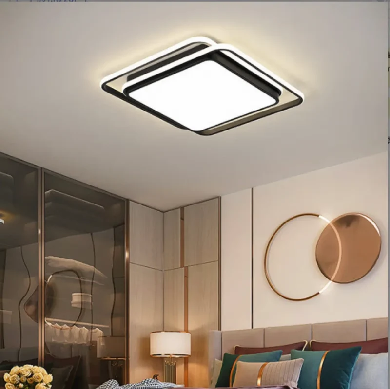 Moderne LED Deckenleuchte Gold und Schwarz mit Dreifarbschaltung für Wohnräume