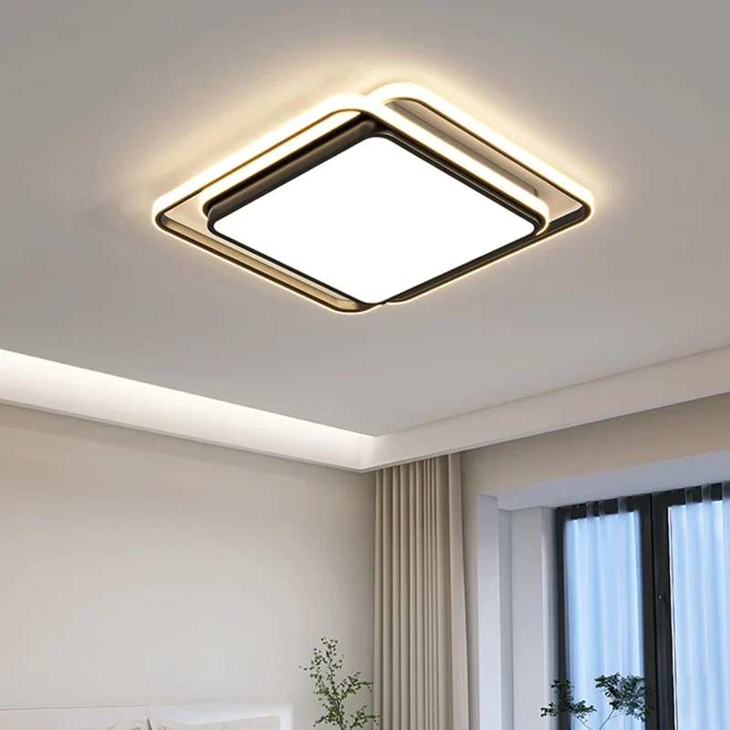 Moderne LED Deckenleuchte Gold und Schwarz mit Dreifarbschaltung für Wohnräume