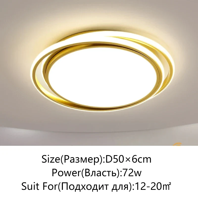 Moderne LED Deckenleuchte Gold und Schwarz mit Dreifarbschaltung für Wohnräume