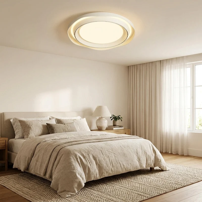 Moderner Klingenloser Deckenventilator mit Licht Walnuss Leise für Wohnzimmer