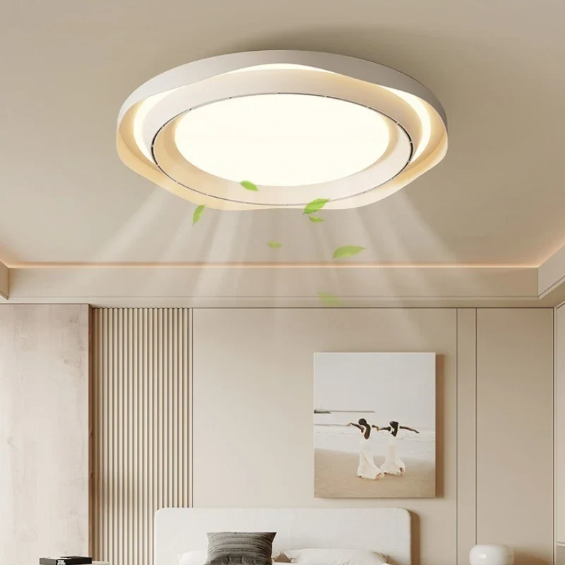 Moderner Klingenloser Deckenventilator mit Licht Walnuss Leise für Wohnzimmer