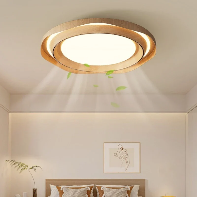 Moderner Klingenloser Deckenventilator mit Licht Walnuss Leise für Wohnzimmer