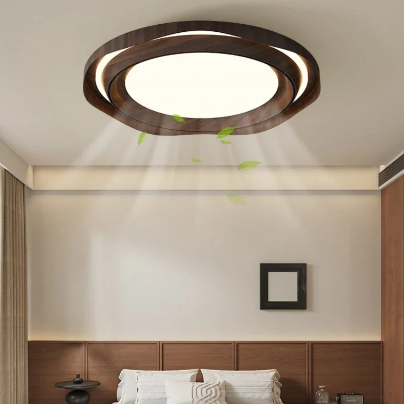 Moderner Klingenloser Deckenventilator mit Licht Walnuss Leise für Wohnzimmer