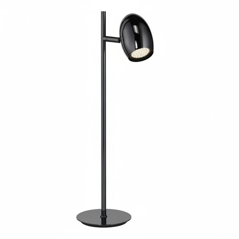 LED Tischleuchte Quincy Schwarz-Chrom – moderne Schreibtischlampe GU10 schwenkbar