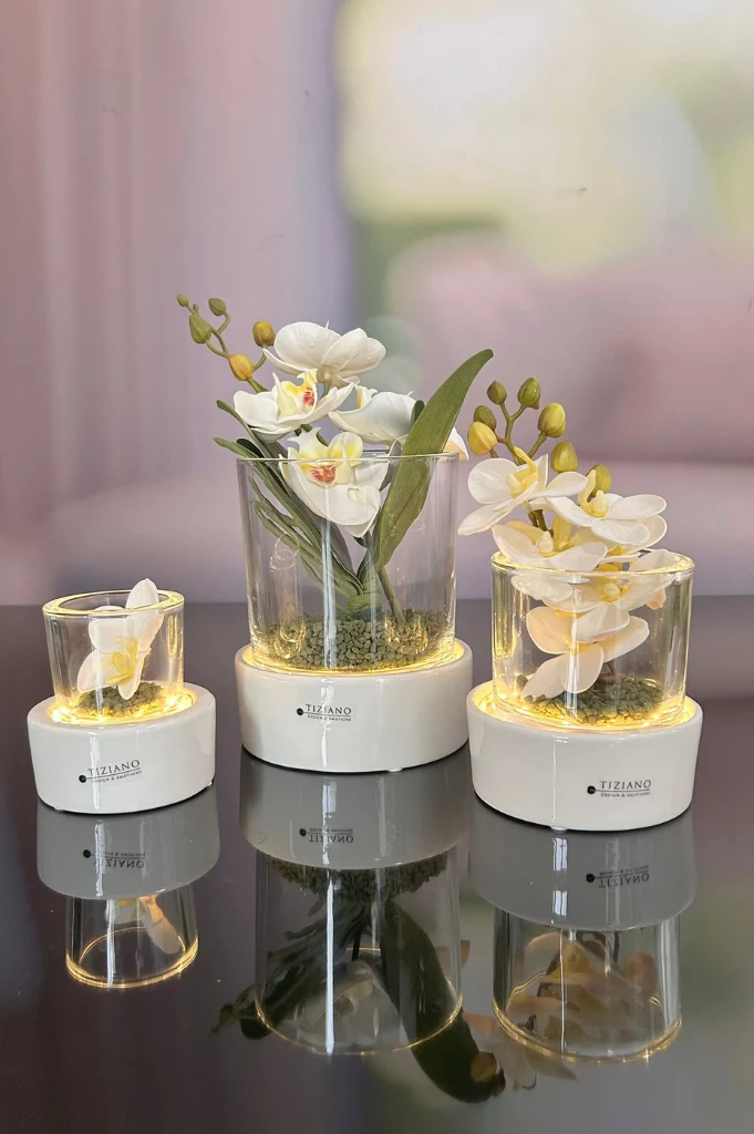 Dekoset Windlicht Castello LED mit Orchidee