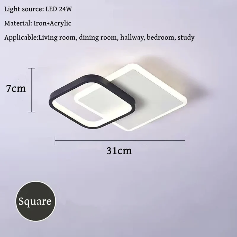 Vielseitige LED Deckenleuchte Rund und Eckig im Nordic-Stil für alle Zimmer