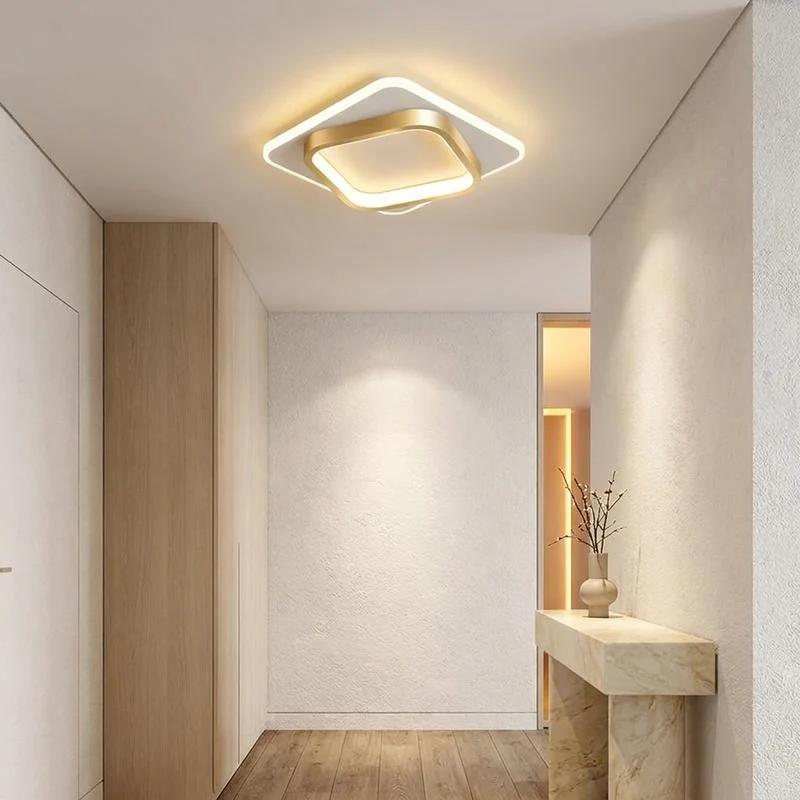 Moderne Gold Metall LED Deckenleuchte für Flur Korridor und Treppenhaus