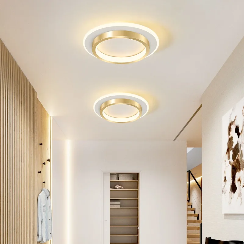 Moderne Gold Metall LED Deckenleuchte für Flur Korridor und Treppenhaus