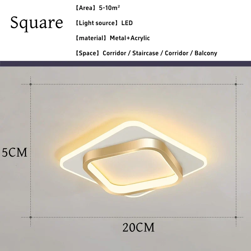 Moderne Gold Metall LED Deckenleuchte für Flur Korridor und Treppenhaus