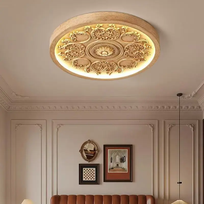 Französische Deckenleuchte Creme mit Schnitzwerk für Schlafzimmer und Arbeitszimmer