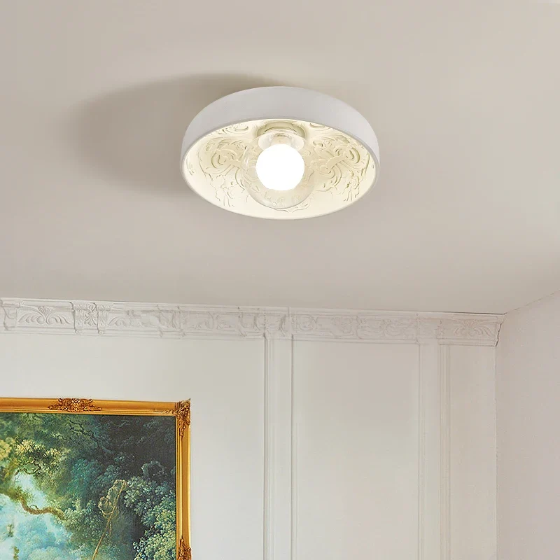 Française Creme Deckenleuchte mit PVC und Schnitzdekor für Schlafzimmer und Flur
