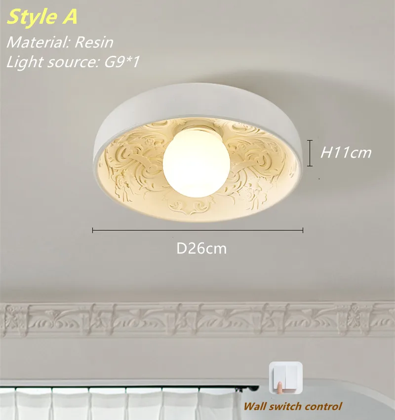 Française Creme Deckenleuchte mit PVC und Schnitzdekor für Schlafzimmer und Flur